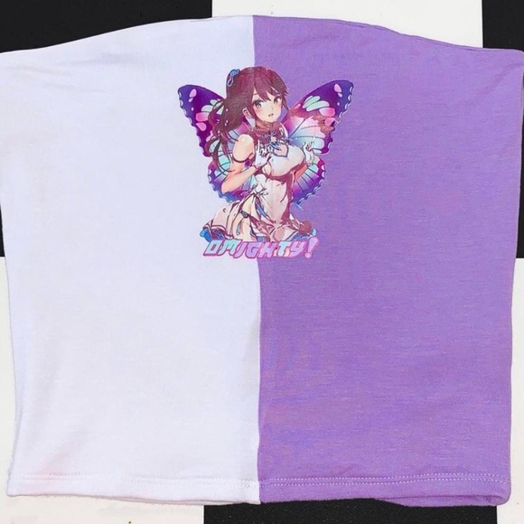 Omighty purple and white colour block tube top with fairy - Picture 1 of 4